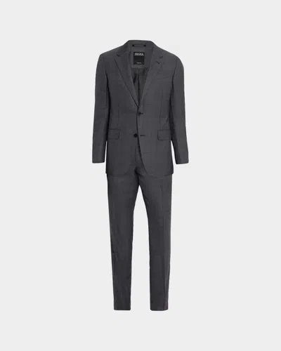 Zegna Houndstooth Wool Suit In Gray