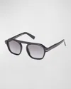 Zegna Men's Aurora Ii Acetate Rectangle Sunglasses In Grey/other/gradient Smoke