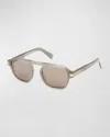 Zegna Men's Aurora Ii Acetate Rectangle Sunglasses In White