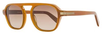 Zegna Men's Aurora Ii Sunglasses Ez0241 45f Light Brown 51mm In Orange