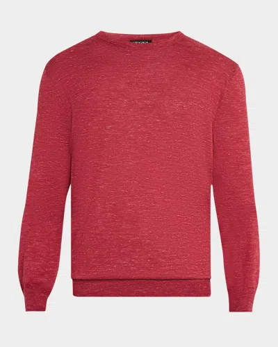 Zegna Men's Azeala Cashmere, Silk And Linen Crewneck Sweater In Br Pnk Sld