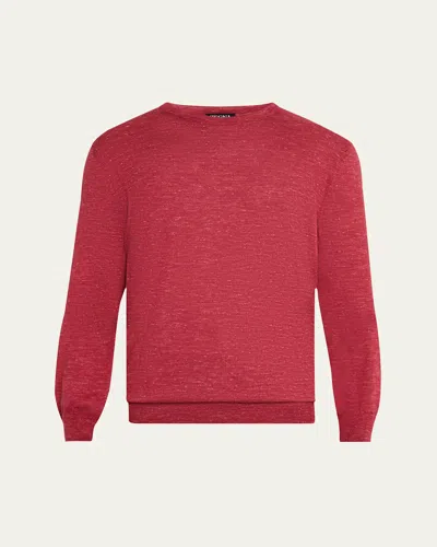 ZEGNA MEN'S AZEALA CASHMERE, SILK AND LINEN CREWNECK SWEATER