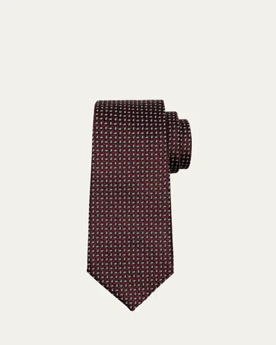 Zegna Men's Basketweave Jacquard Silk Tie In Dk Red Fan