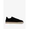 Zegna Triple Stitch Leather Sneakers In Black