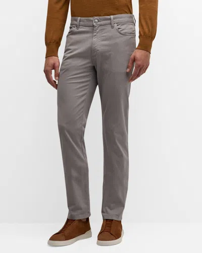 Zegna Cotton Gabardine Slim Jeans In Light Grey
