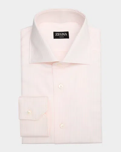 Zegna Men's Candy Stripe Trofeo Twill Dress Shirt In Pink