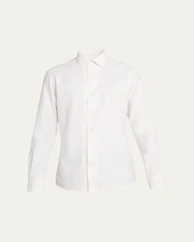 Zegna Men's Cashco Cashmere And Cotton Classic-fit Sport Shirt In White