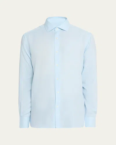 Zegna Men's Cashco Cashmere And Cotton Sport Shirt In Blue