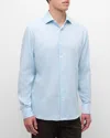 Zegna Men's Cashco Cashmere And Cotton Sport Shirt In Blue