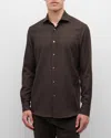 Zegna Cashco Long-sleeve Button-down Shirt In Brown
