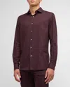 Zegna Men's Cashco Cotton And Cashmere Sport Shirt In Dk Brw Sld