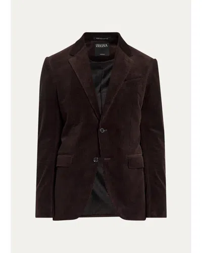 Zegna Men's Cashco Single-breasted Sport Coat In Dark Brown