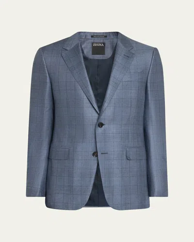 Zegna Men's Cashmere And Silk Plaid Sport Coat In Multi