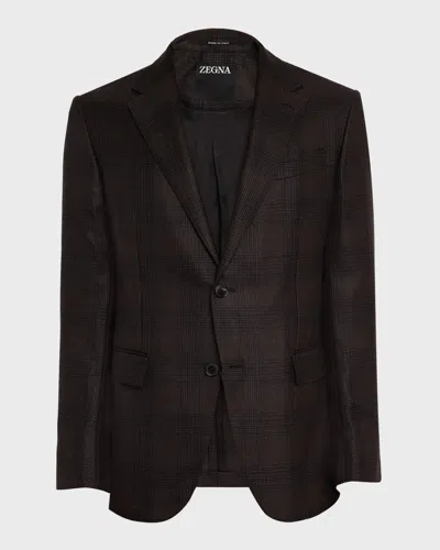 Zegna Men's Cashmere And Silk Tonal Plaid Sport Coat