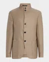 Zegna Linen-blend Shirt Jacket In Md Bge Sld