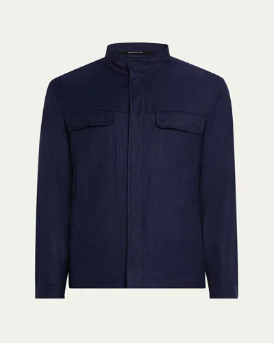 Zegna Men's Cashmere-blend Blouson Jacket In Dk Blu Sld