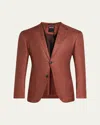 Zegna Brick Red And Dark Brick Red Cashmere Silk And Linen Jacket In Dk Brw Ck