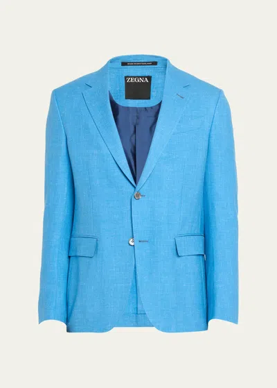 Zegna Men's Cashmere-blend Tailoring Jacket In Br Blu Sld