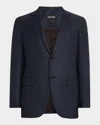 Zegna Men's Cashmere-blend Twill Single-breasted Blazer In Blue