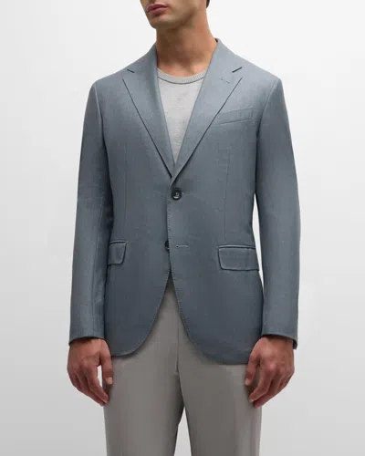 Zegna Men's Cashmere-blend Twill Sport Coat In Bright Blue Solid