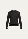 Zegna Men's Cashmere Crewneck Sweater In Black Solid