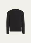 Zegna Cashmere And Silk Sweater In Black Solid