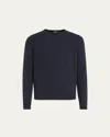 Zegna Pull Ras Du Cou En Oasi Cashmere Bleu Marine Chiné