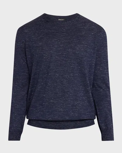 Zegna Men's Cashmere, Silk And Linen Crewneck Sweater In Md Prp Sld