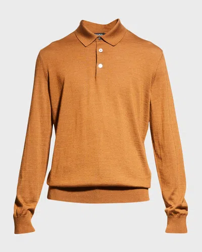 ZEGNA MEN'S CASHMERE-SILK POLO SHIRT