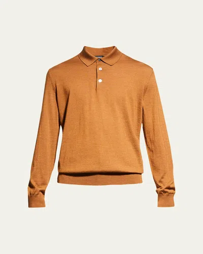 Zegna Men's Cashmere-silk Polo Shirt In Foliage