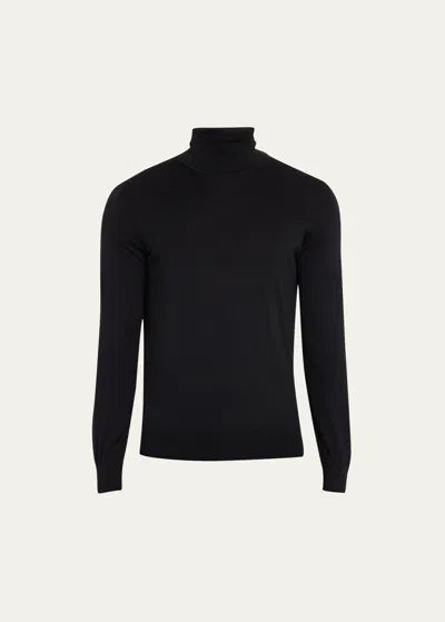 Zegna Cashmere & Silk Turtleneck Sweater In Black