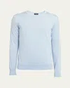 Zegna Men's Cashseta Crewneck Sweater In Br Blu Sld