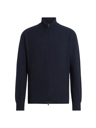 Zegna Men's Cashseta Full Zip Cardigan In Blue