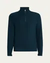 Zegna Wool Half-zip Sweater In Dk Grn Sld