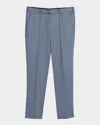 Zegna Men's Cavalry Twill Sharkskin Flat-front Trousers In Blue