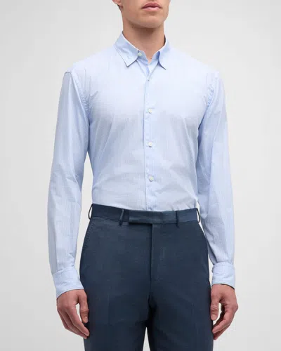 Zegna Men's Centoquaranta Cotton Check Sport Shirt In Bright Blue Check