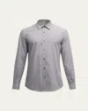 Zegna Men's Centoquaranta Micro-check Cotton Sport Shirt In Medium Gray Check