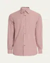 Zegna Men's Centoquaranta Twill Micro-check Sport Shirt In Dk Brw Sld