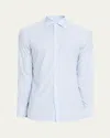 Zegna Light Blue And White Checked Centoventimila Cotton Shirt In Blue