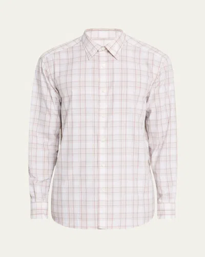 Zegna Men's Centoquaranta Twill Plaid Sport Shirt In Lt Bge Ck