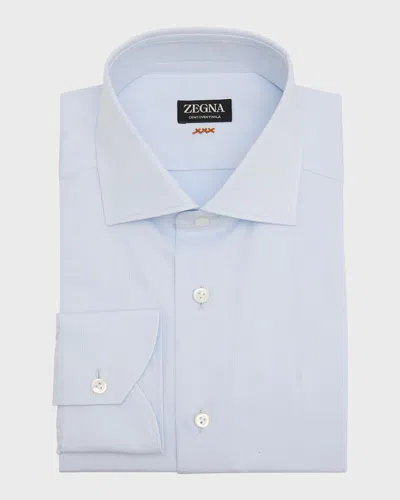 Zegna Men's Centoventimila Micro-stripe Dress Shirt In Br Blustrp