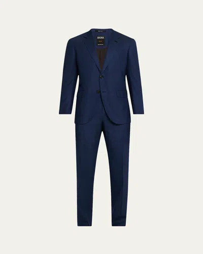 Zegna Men's Centoventimila Plaid Suit In Blue