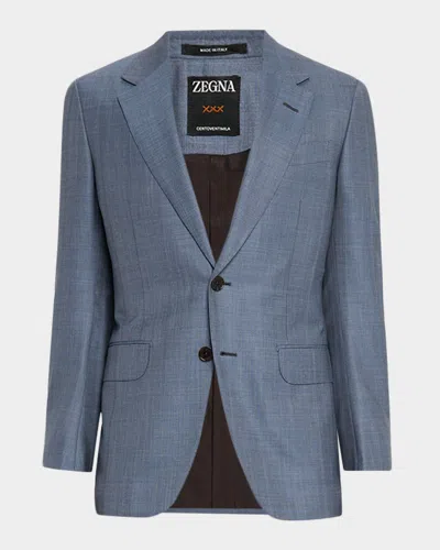 Zegna Men's Centoventimila Wool Sharkskin Suit In Blue