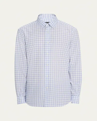 Zegna Men's Check Centoquaranta Cotton Twill Sport Shirt In Dk Blu  Ck