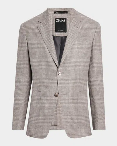 Zegna Men's Check Crossover Sport Coat In Silv Ck