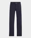 Zegna Jean Roccia En Lin Et Coton Extensible Taupe Foncé In Dk Blu Sld