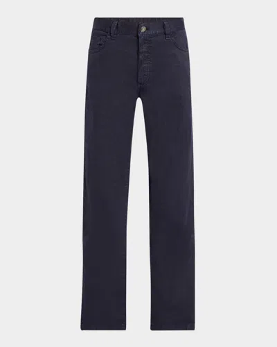 ZEGNA MEN'S COMFORT LINEN AND COTTON FIVE-POCKET PANTS