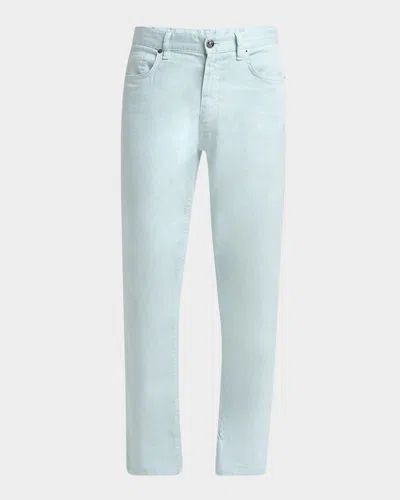 Zegna Men's Comfort Linen And Cotton Five-pocket Pants In Light Blue Fantasy