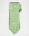 Zegna Men's Connected Boxes Silk Tie In Lt Grn Fan