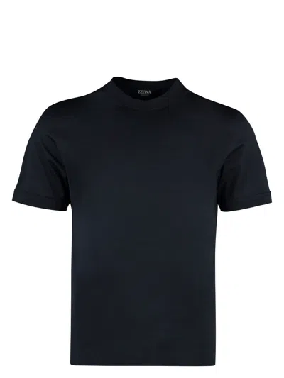 ZEGNA MEN'S COTTON AND SILK CREW-NECK T-SHIRT